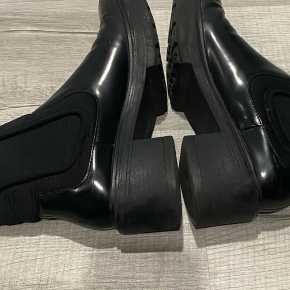 Zara Chelsea Booties Casual Round Toe Chunky Heel Ankle Boots Motorcycle Shoes - Picture 3 of 9